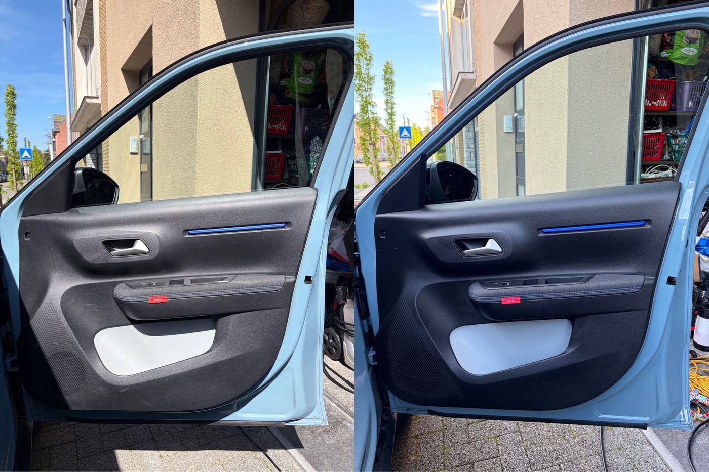 Portier binnenzijde voor en na reiniging