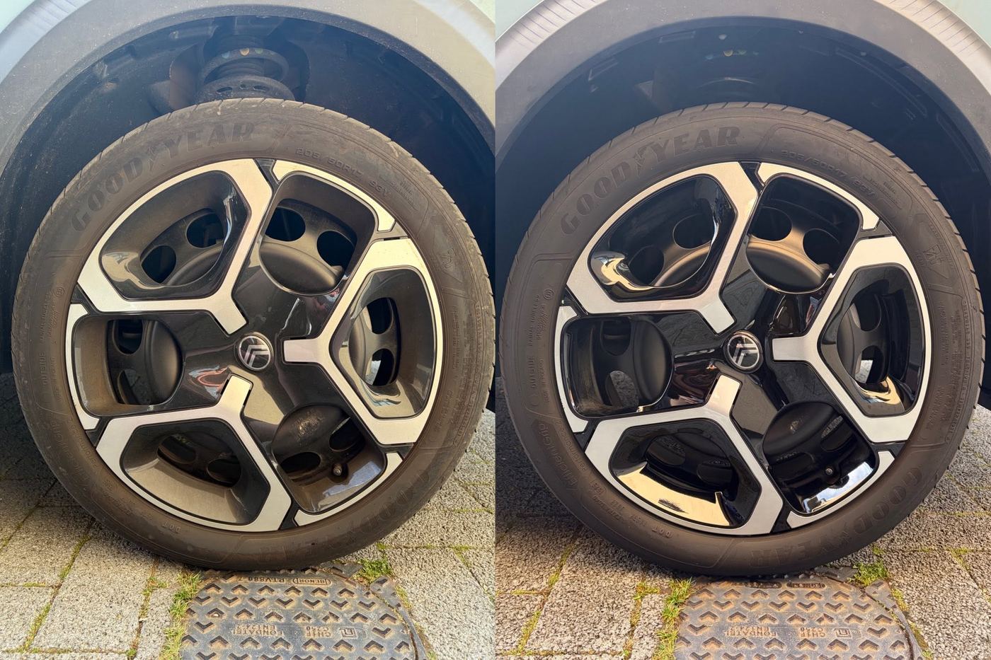 Citroën velg voor en na diepreiniging