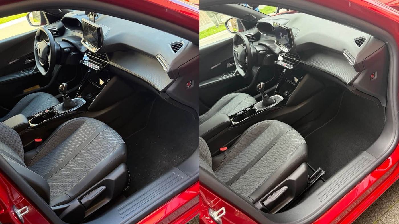 Interieur dashboard en deurpanelen voor en na