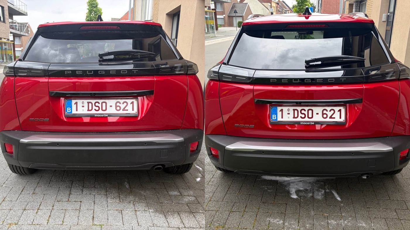 Peugeot 2008 achterzijde voor en na
